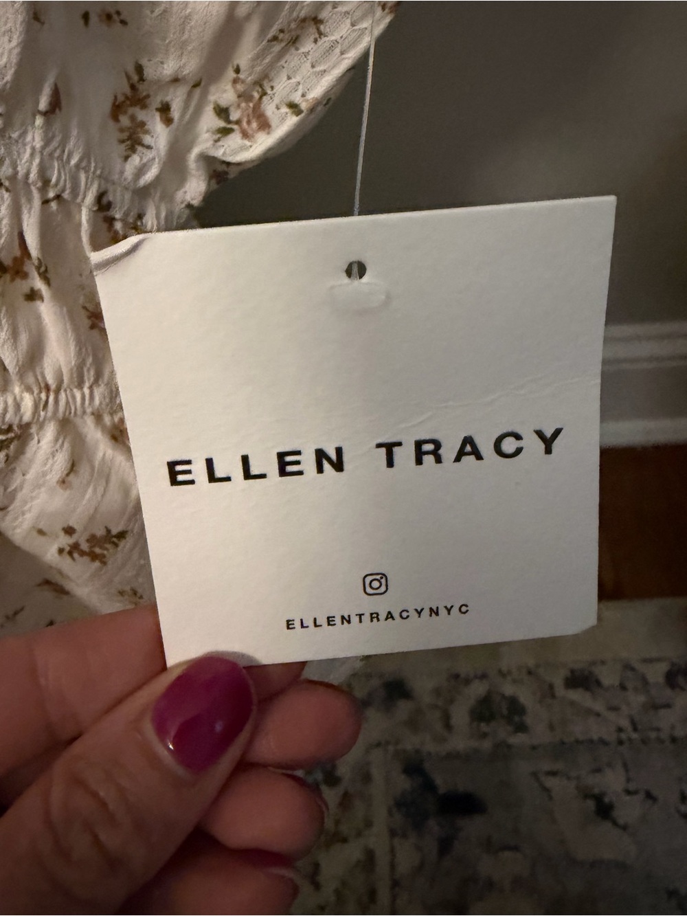 Ellen Tracy Cream Floral Tie-Front Peplum Blouse - Picture 3 of 8